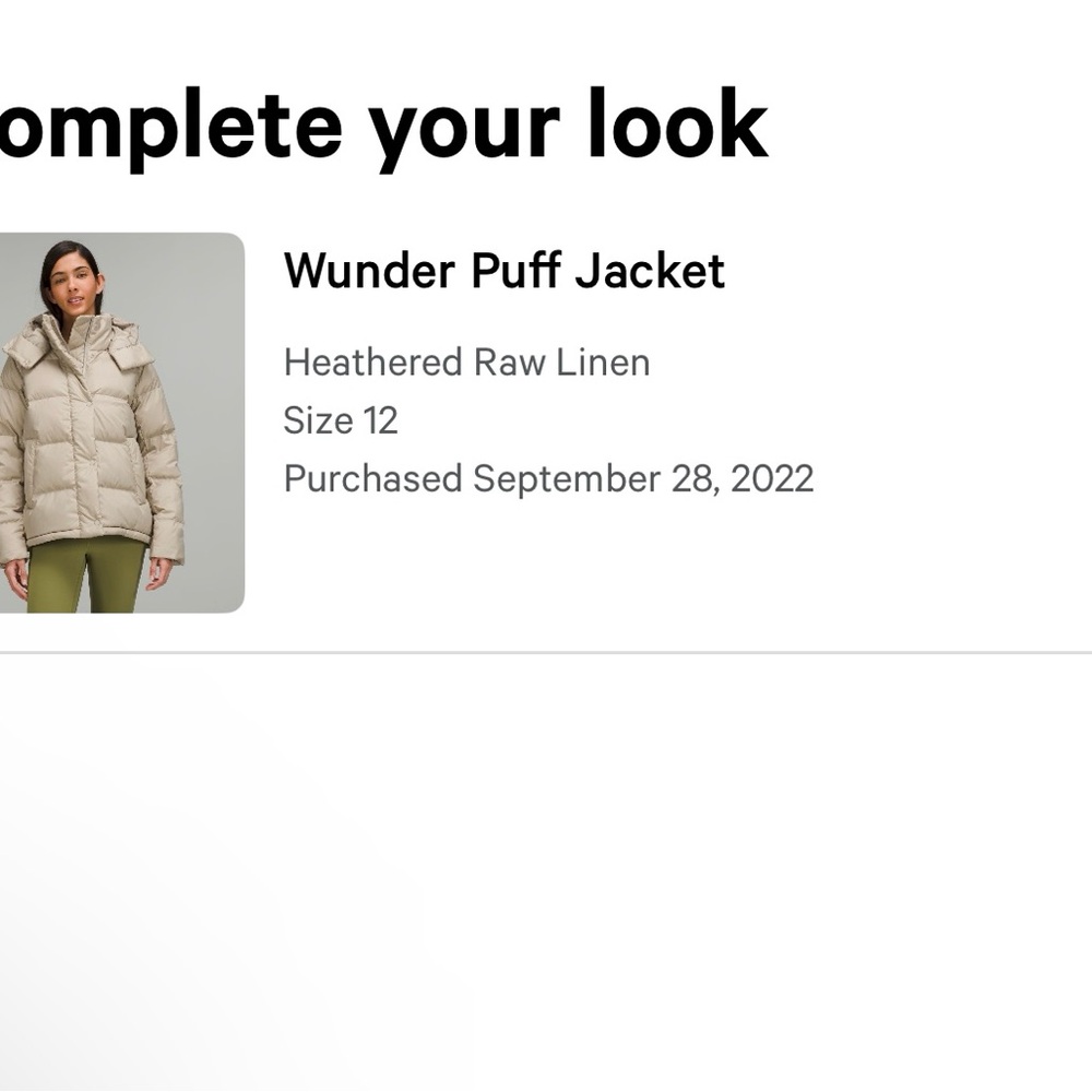 Lululemon wunder puff jacket